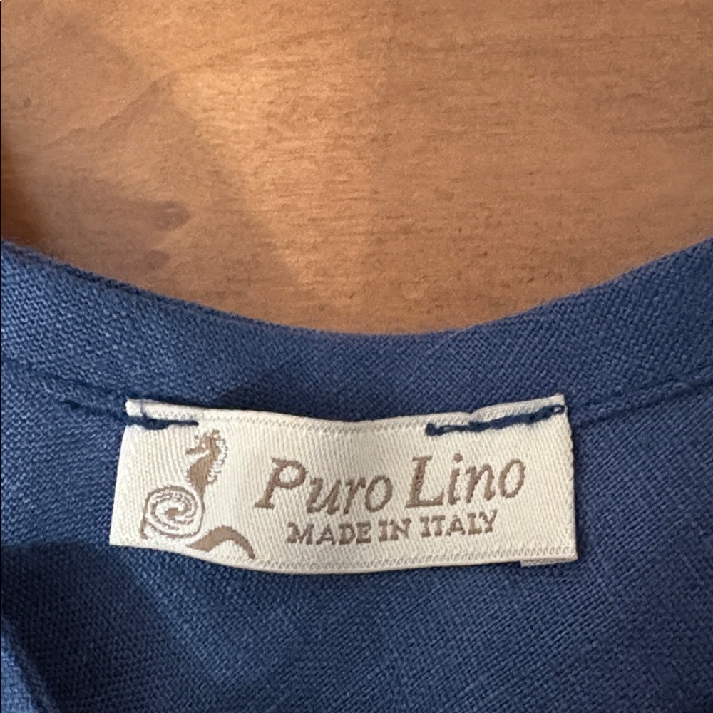 PuroLino Women's Linen Blue Tank Top Size XL - Picture 4 of 8